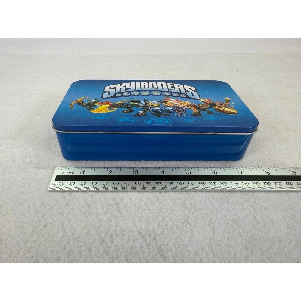 Skylanders Blue Metal Storage Tin Hinged Rectangular Collectible Case Kids